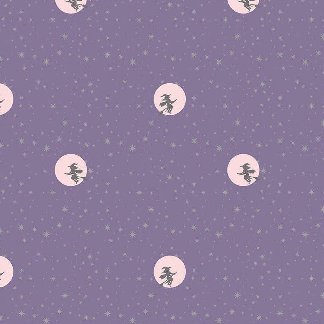 Spooky Schoolhouse Lilac Starry Night Fabric