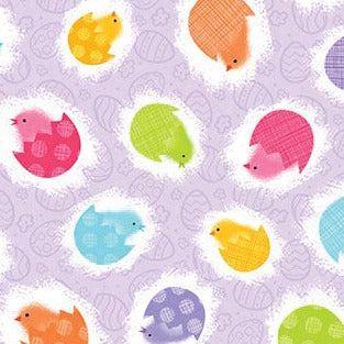 Spring Chickens Lavender Chickens and Eggs Fabric