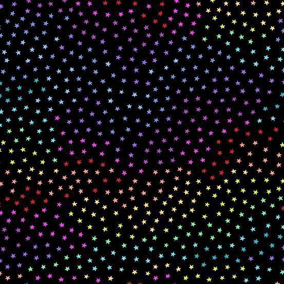 Star Bright 2021 Midnight Rainbow Stars Fabric-Andover-My Favorite Quilt Store