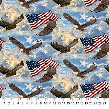 Stars and Stripes 10th Anniversary Special Edition Soaring Eagle Sky Fabric-Northcott Fabrics-My Favorite Quilt Store