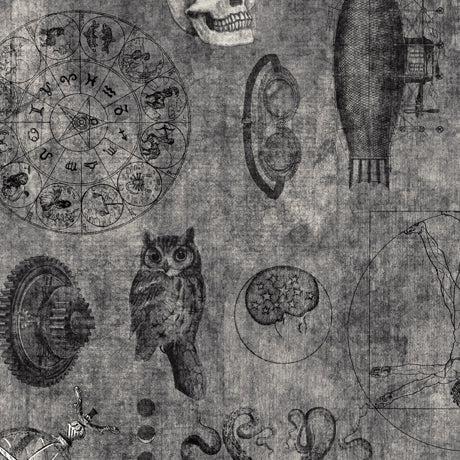 Steampunk Adventures Grey Steampunk Blender Fabric