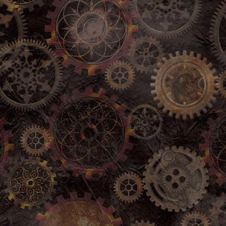 Steampunk Halloween 2 Black Gears Fabric-QT Fabrics-My Favorite Quilt Store