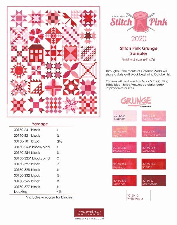 Stitch Pink 2020 Quilt Pattern-Moda Fabrics-My Favorite Quilt Store