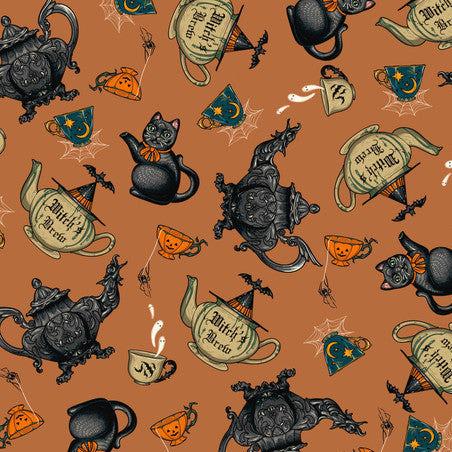 Storybook Halloween Rust Witch's Brew Fabric