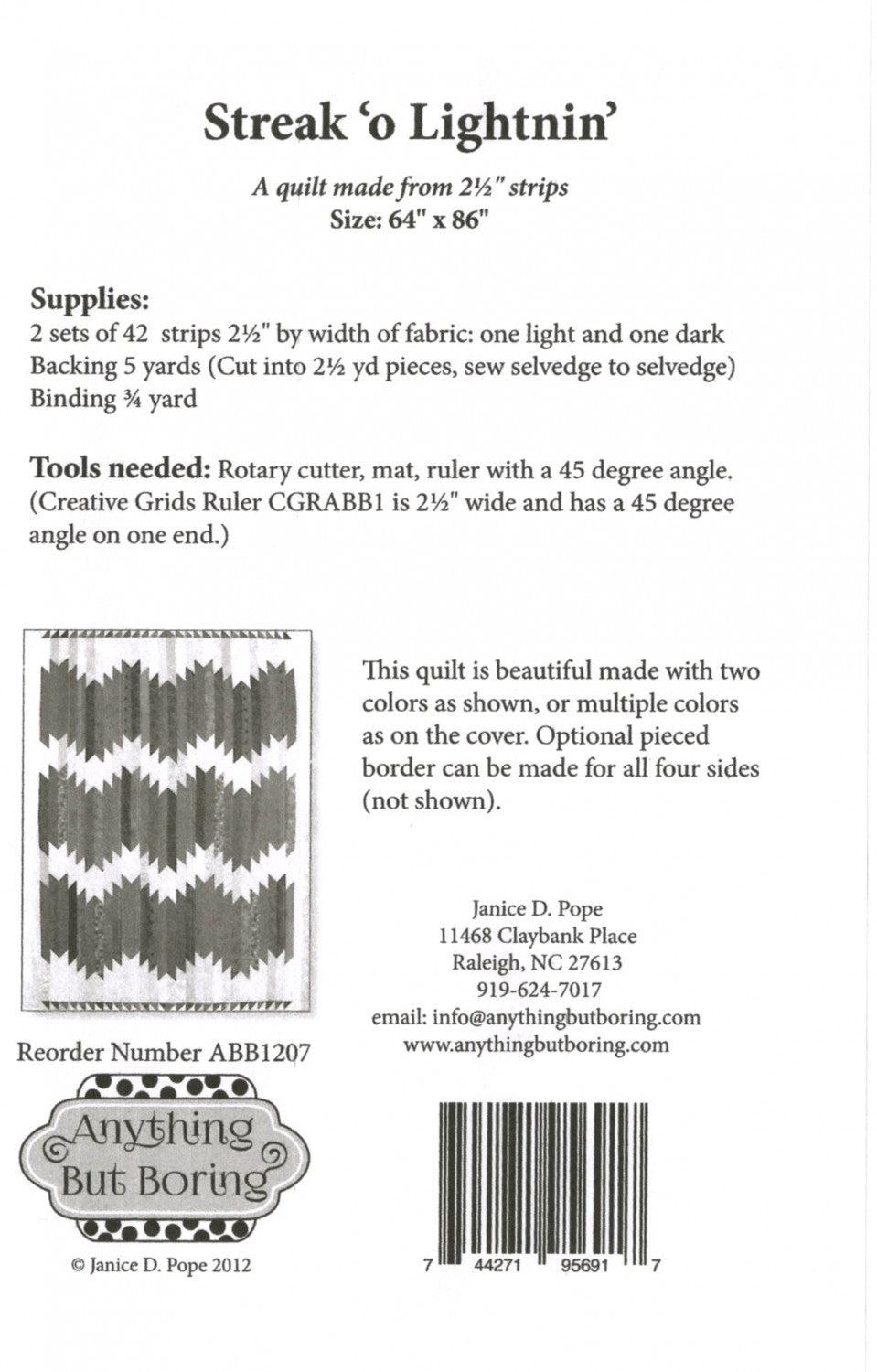 Streak O Lightnin Quilt Pattern-Anything But Boring-My Favorite Quilt Store