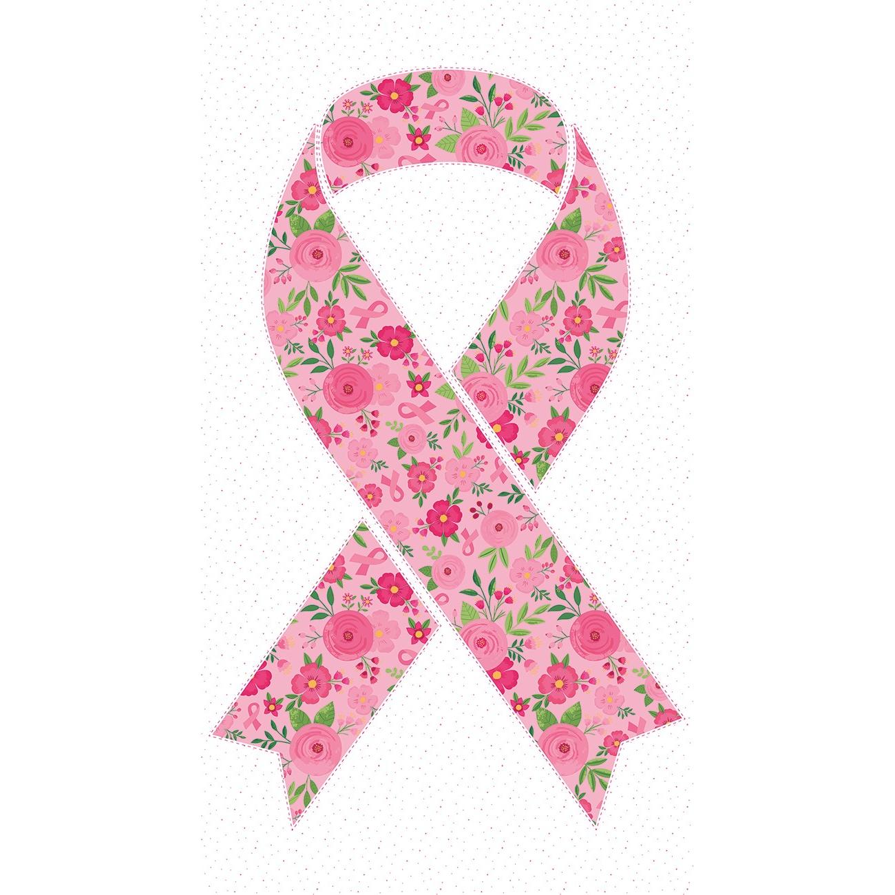 Strength In Pink Floral Ribbon Panel 24″x 43/44