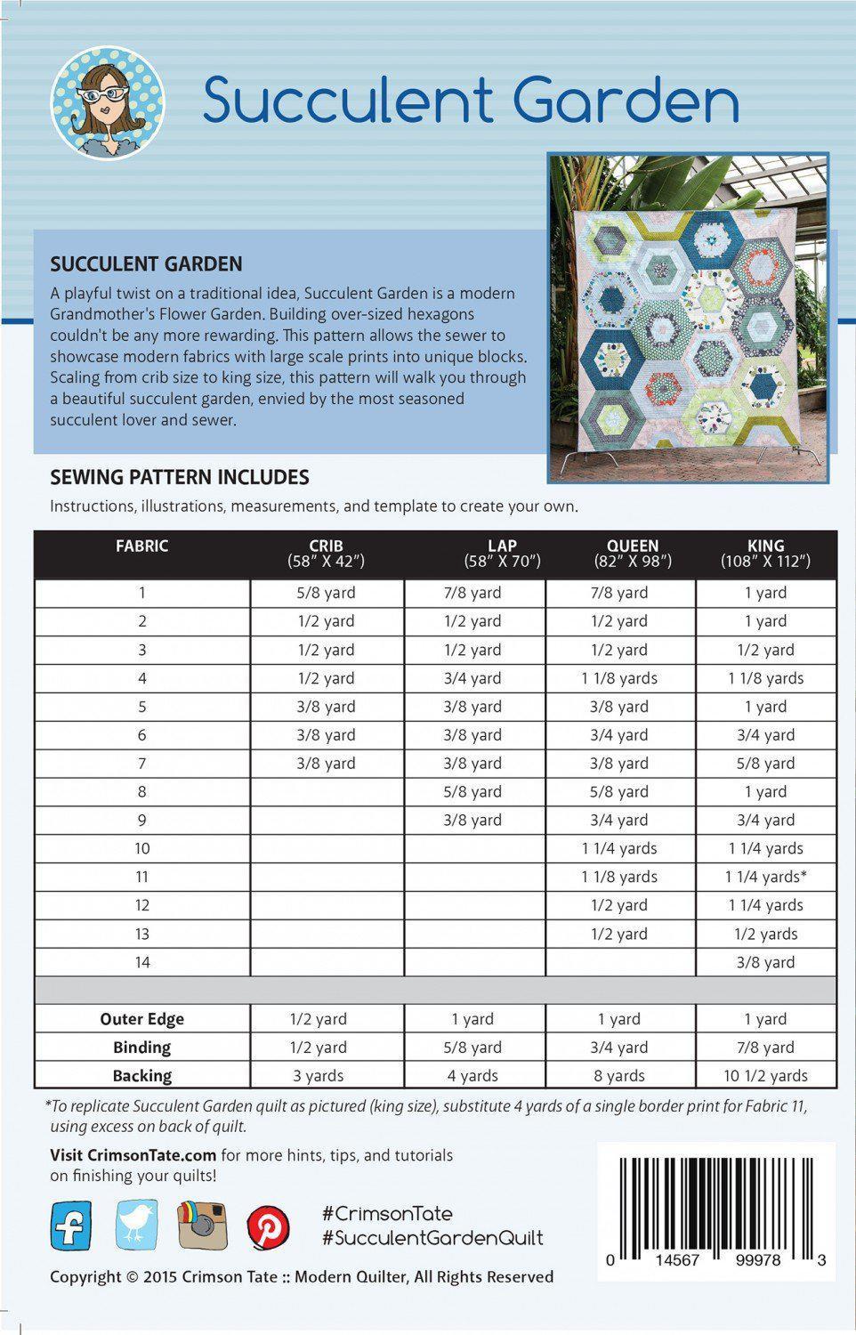 Succulent Garden Quilt Pattern-Crimson Tate-My Favorite Quilt Store