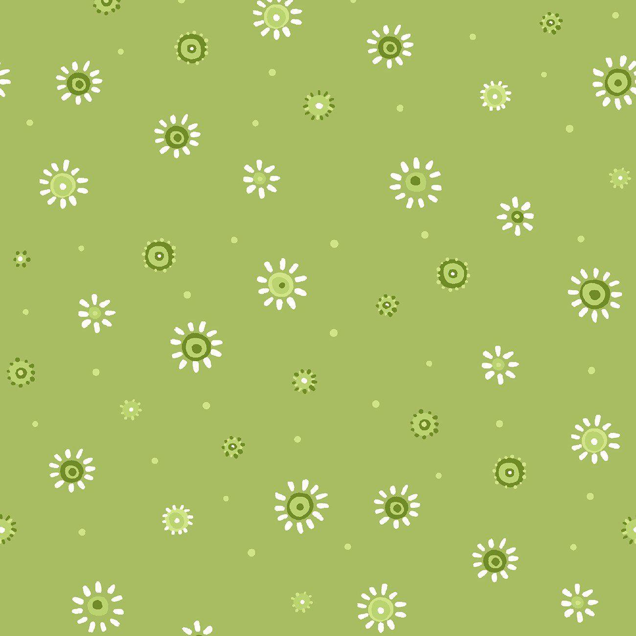 Sunburst Dot Green Small Flowers Fabric-Susybee-My Favorite Quilt Store