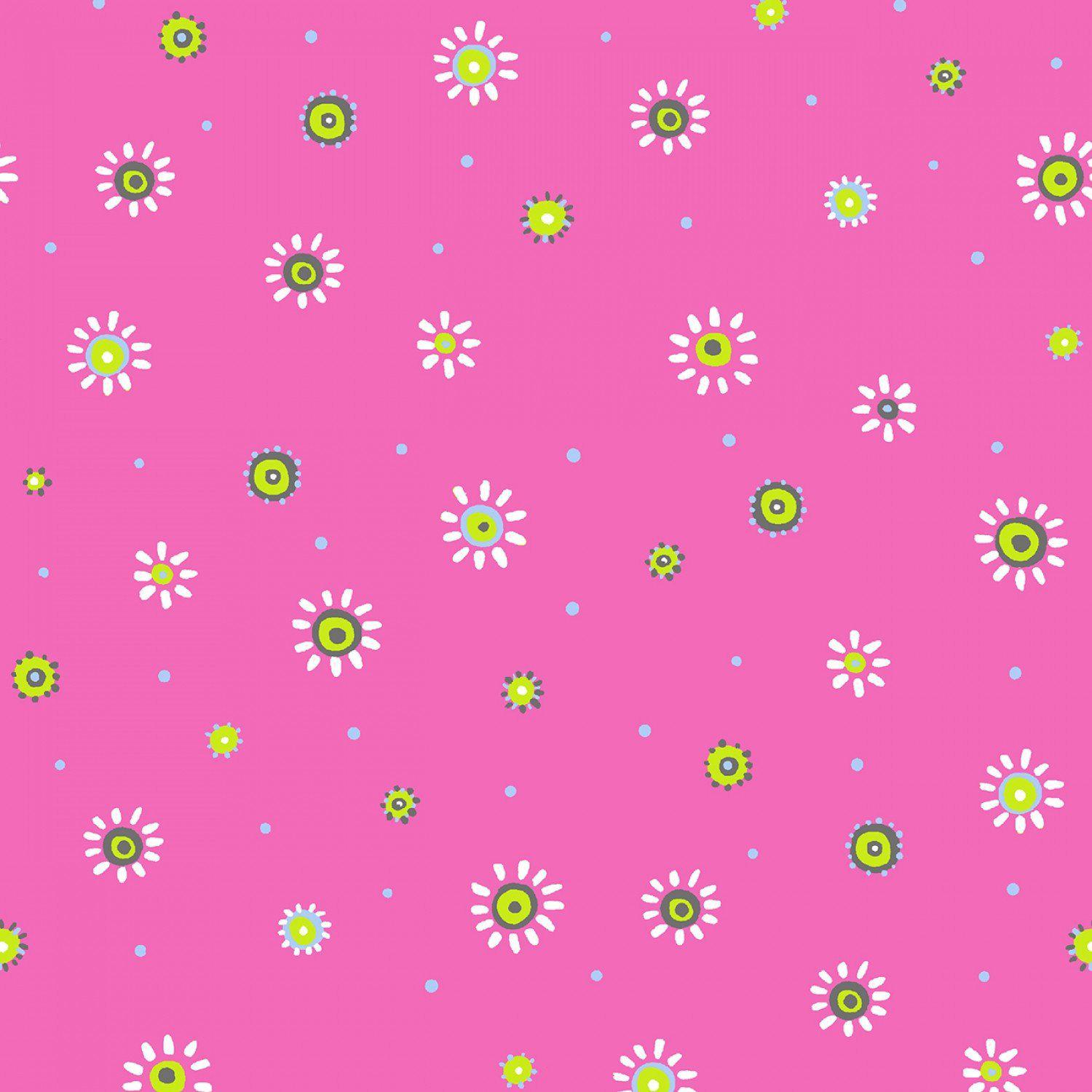 Sunburst Dot Magenta Small Flowers Fabric