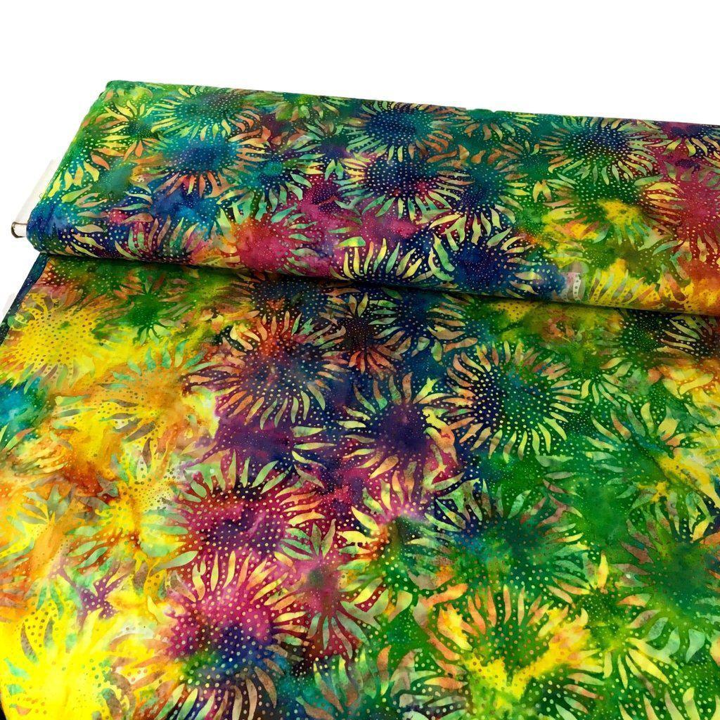 Sunflower Bright Mulitcolor Batik Fabric-Hoffman Fabrics-My Favorite Quilt Store