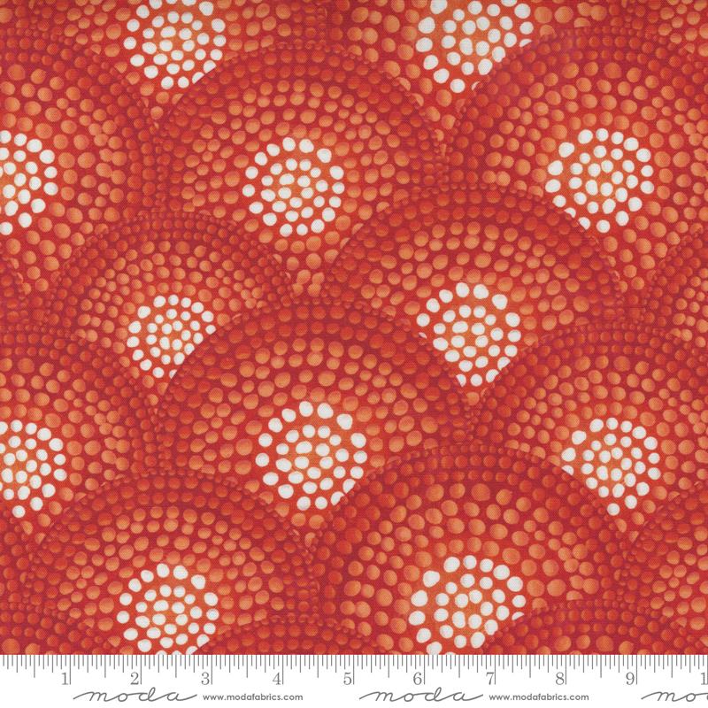 Sunflower Dreamscapes Red Rising Geometric Scallop Dot Fabric-Moda Fabrics-My Favorite Quilt Store