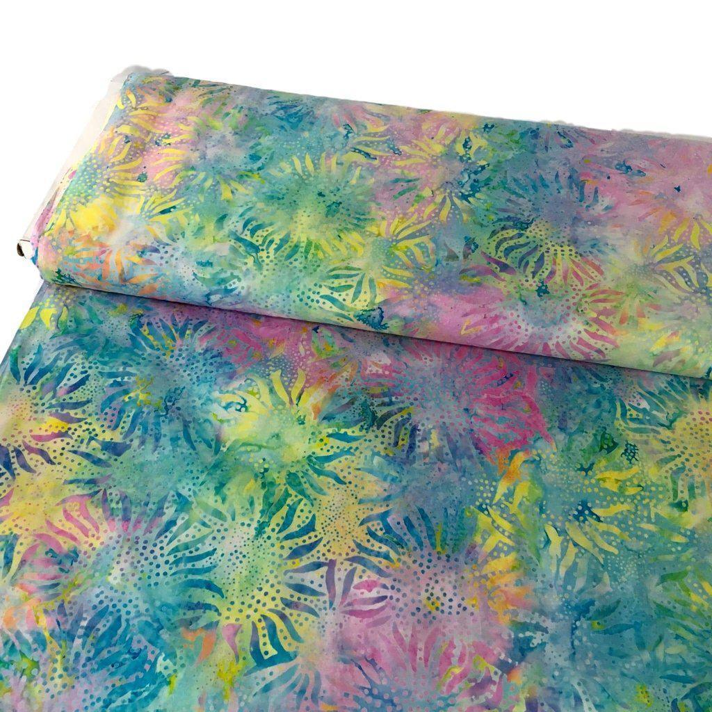 Sunflower Pastel Batik Fabric-Hoffman Fabrics-My Favorite Quilt Store