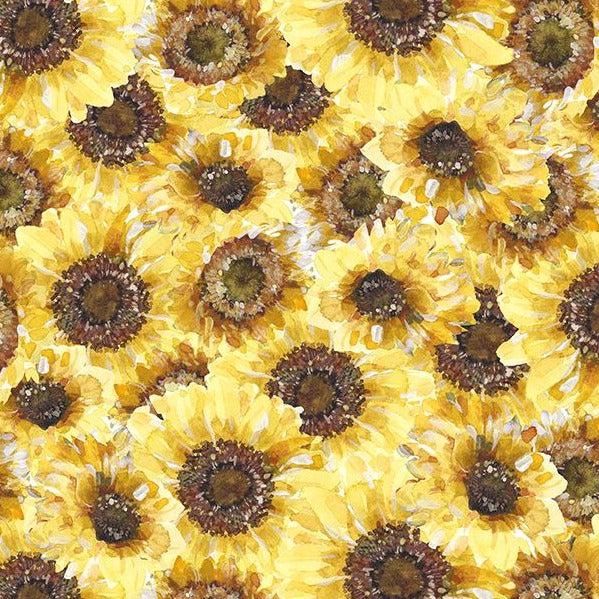 Sunflower Sweet Yellow Packed Sunflowers Fabric-Wilmington Prints-My Favorite Quilt Store