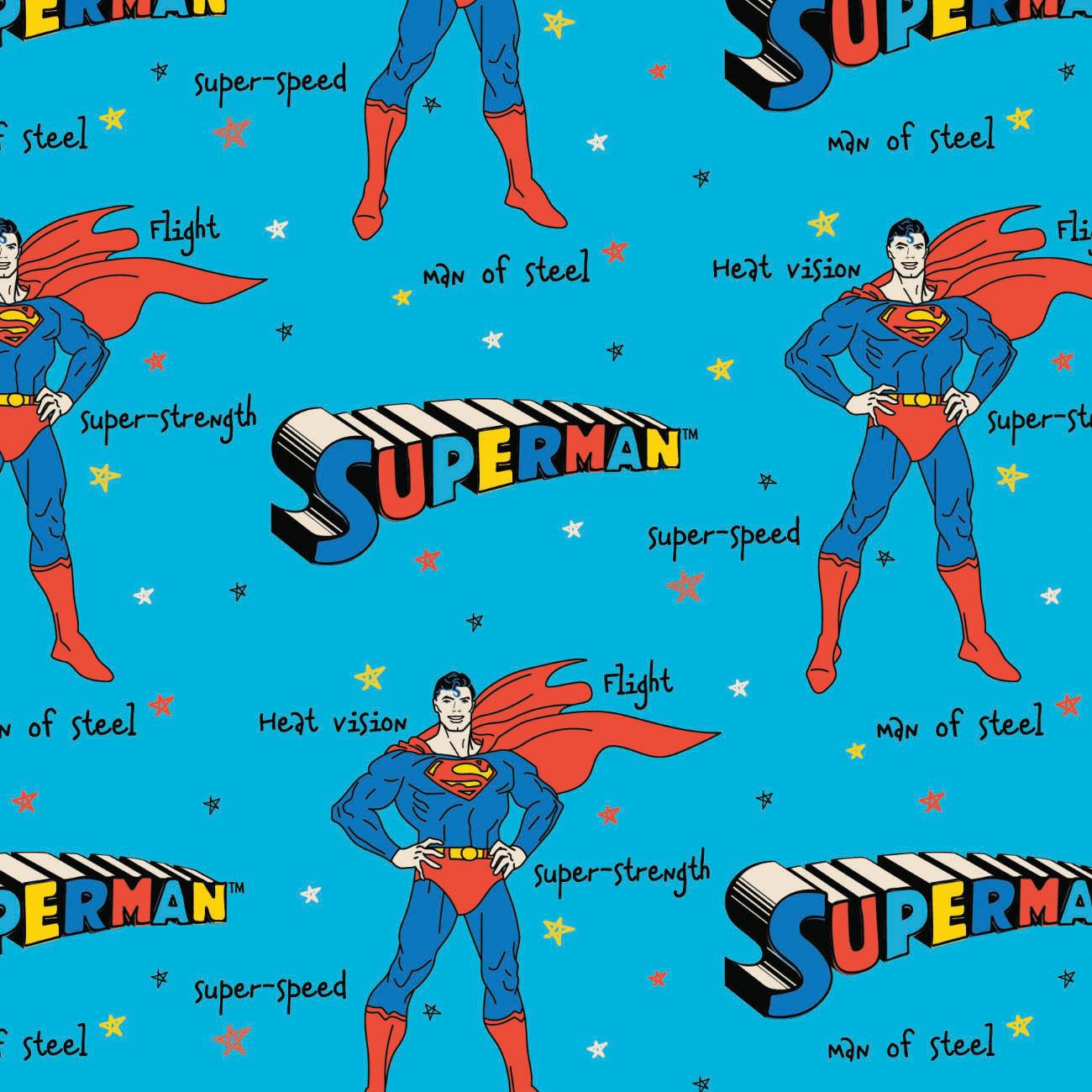 Superman Blue Qualities Doodle Fabric-Camelot Fabrics-My Favorite Quilt Store