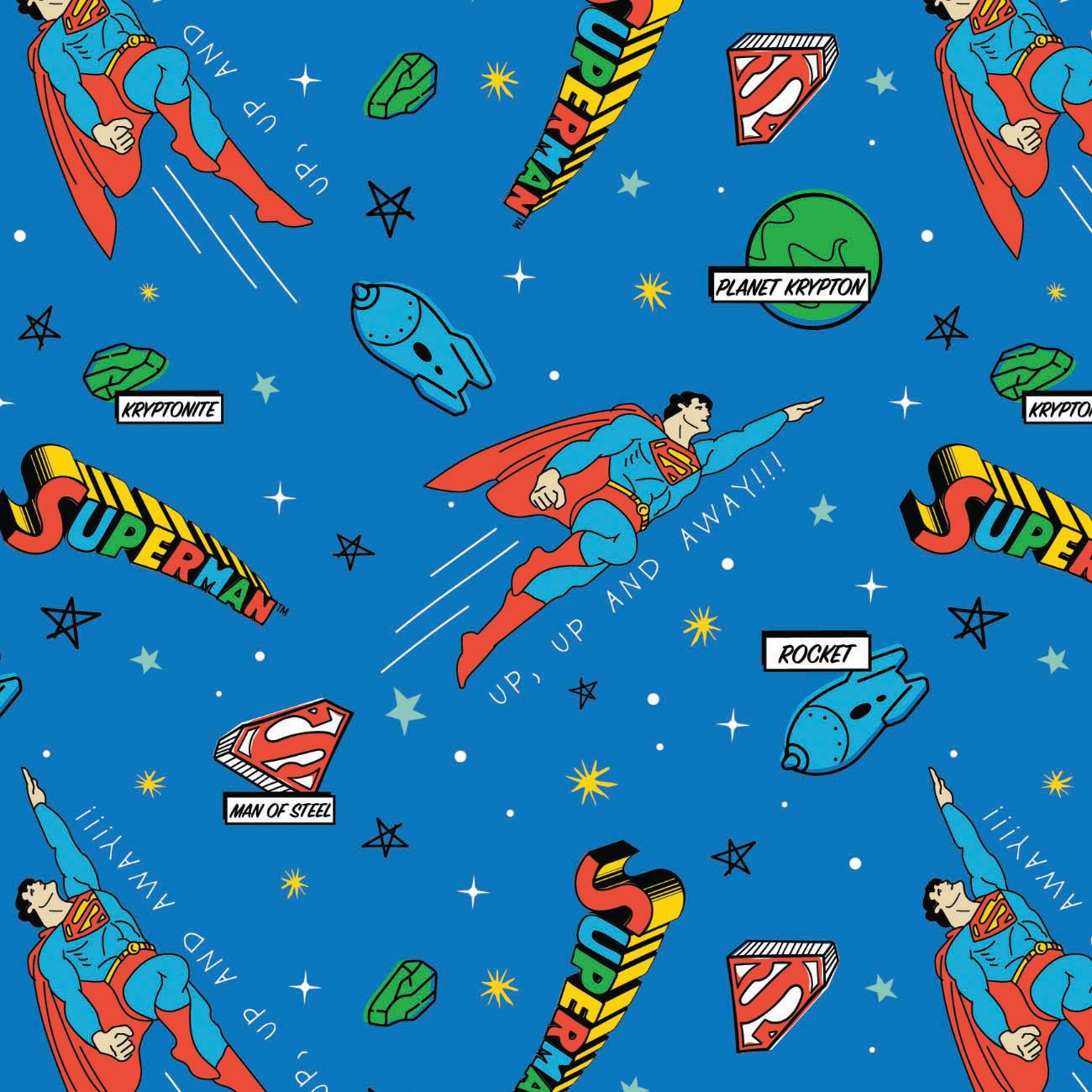 Superman Blue in Space Doodle Fabric-Camelot Fabrics-My Favorite Quilt Store