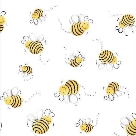 Susy Bees on White Fabric-Susybee-My Favorite Quilt Store