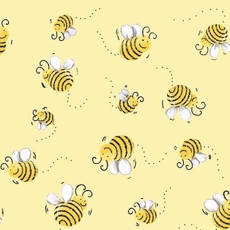 Susy Bees on Yellow Fabric