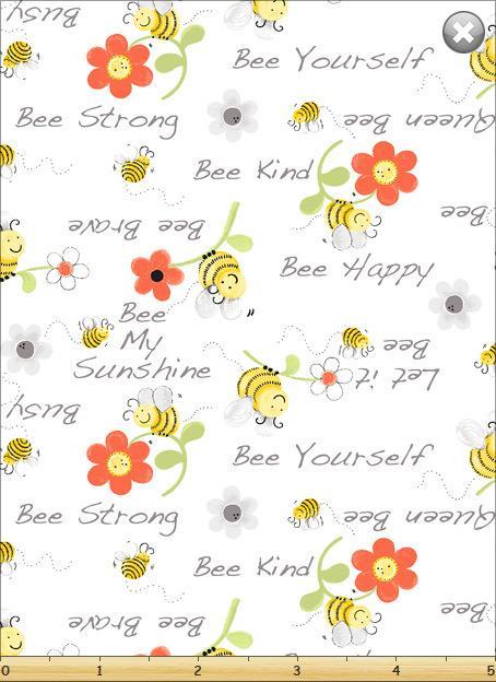 Sweet Bees "Bee Happy" White Fabric-Susybee-My Favorite Quilt Store