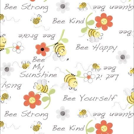 Sweet Bees "Bee Happy" White Fabric-Susybee-My Favorite Quilt Store