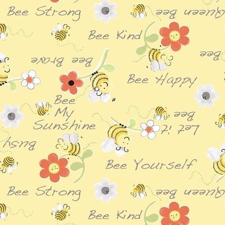 Sweet Bees "Bee Happy" Yellow Fabric