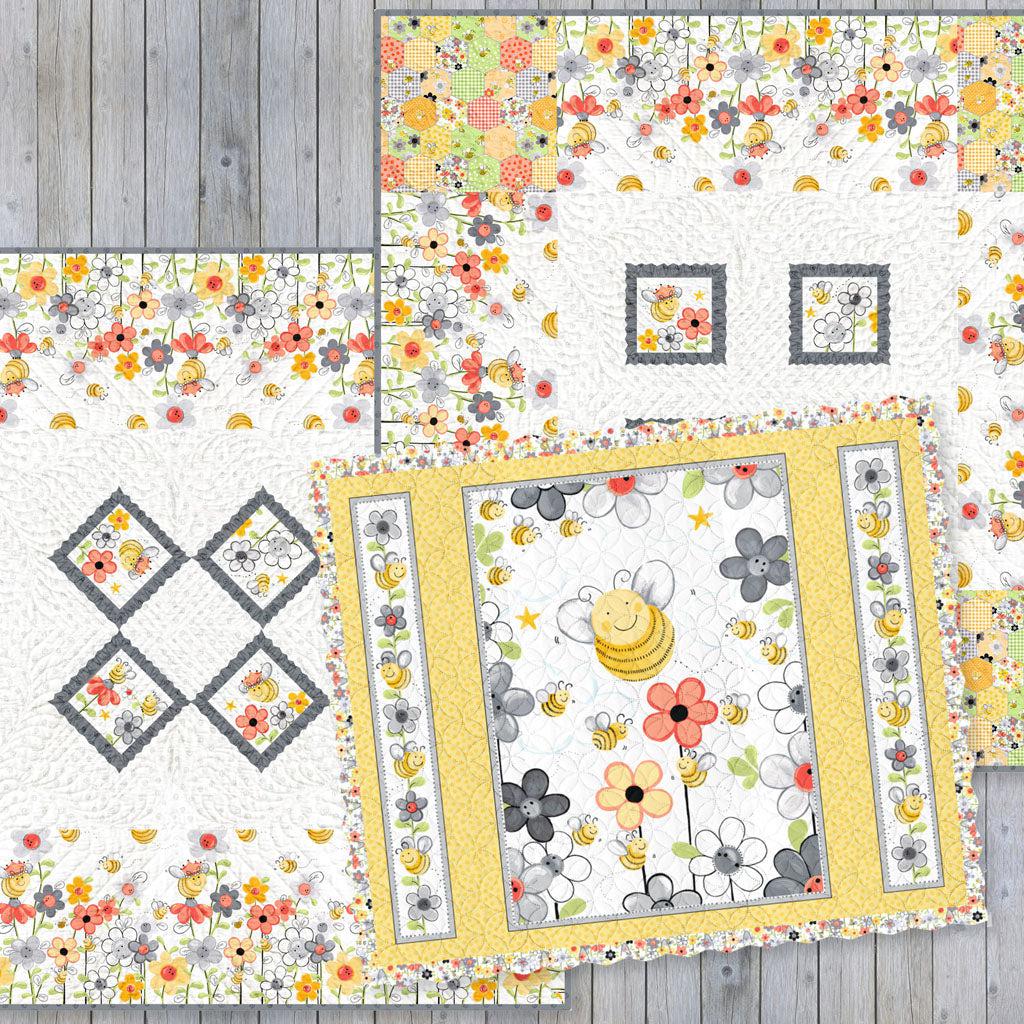 Sweet Floral Scent Quilt Fabric - Bee in Yellow - LV802-YE3 – Cary