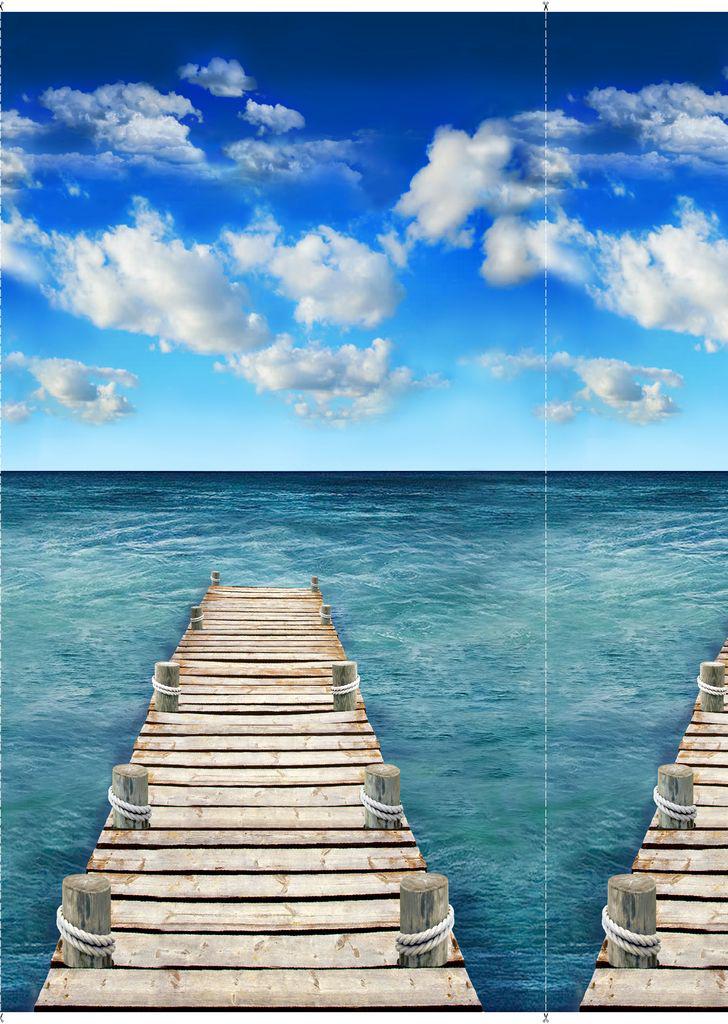 Take Me Away Blue Scenic Sea Boardwalk Panel-Timeless Treasures-My Favorite Quilt Store