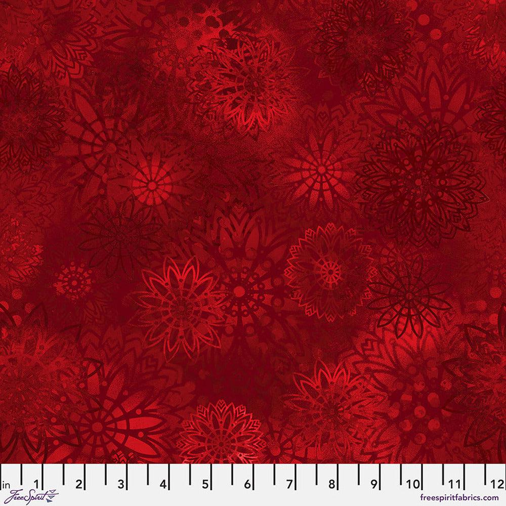 Textures Medallions Red Fabric-Free Spirit Fabrics-My Favorite Quilt Store