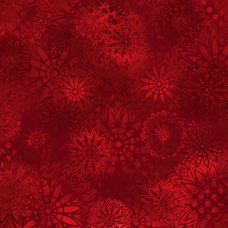 Textures Medallions Red Fabric-Free Spirit Fabrics-My Favorite Quilt Store