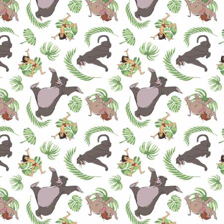 The Jungle Book White Jungle Pals Fabric-Camelot Fabrics-My Favorite Quilt Store
