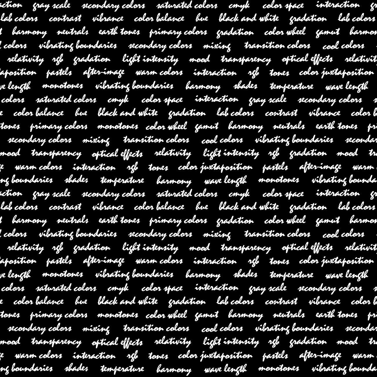 The Language of Color Black Script Fabric