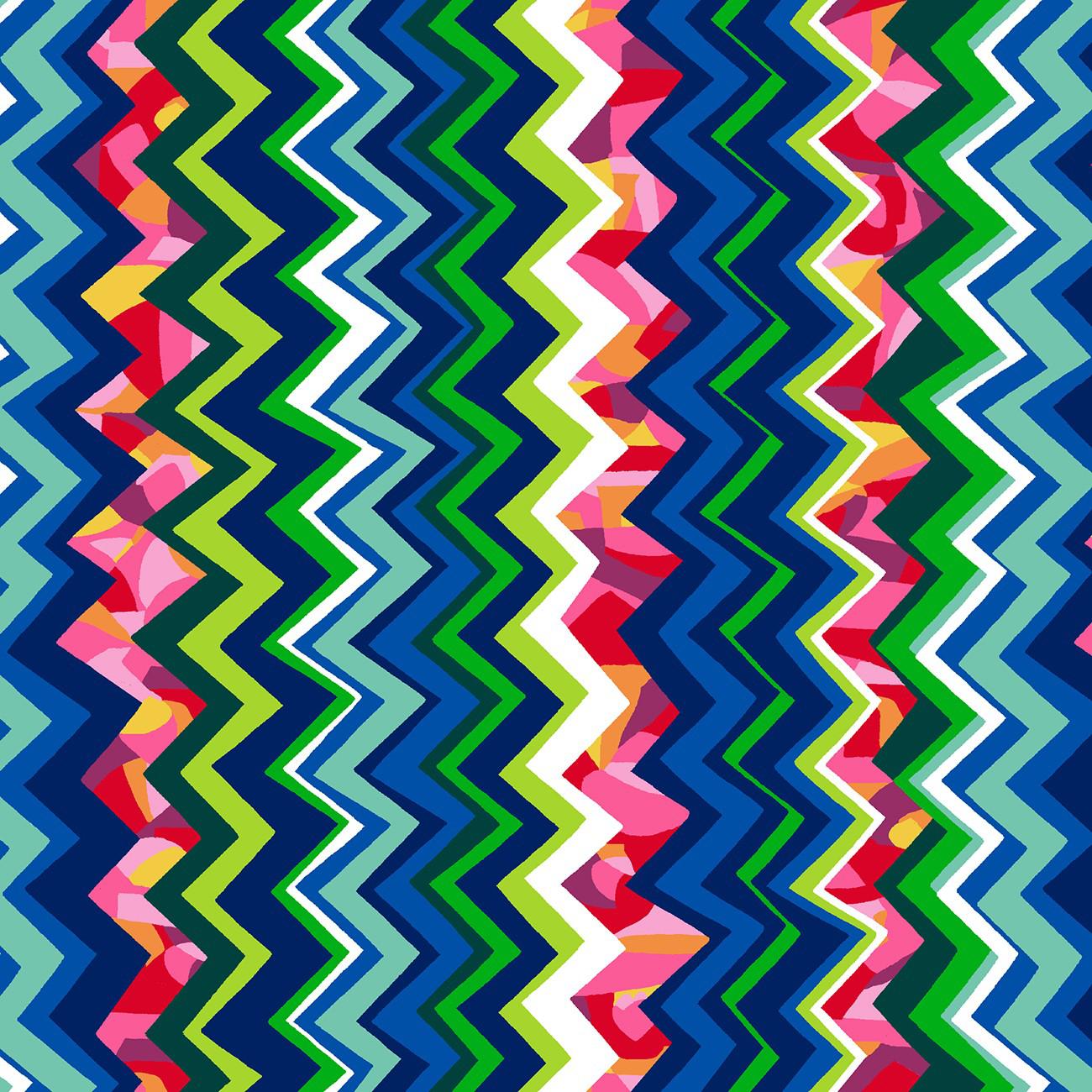 The Language of Color Blue Wavy Chevron Fabric-Studio e Fabrics-My Favorite Quilt Store