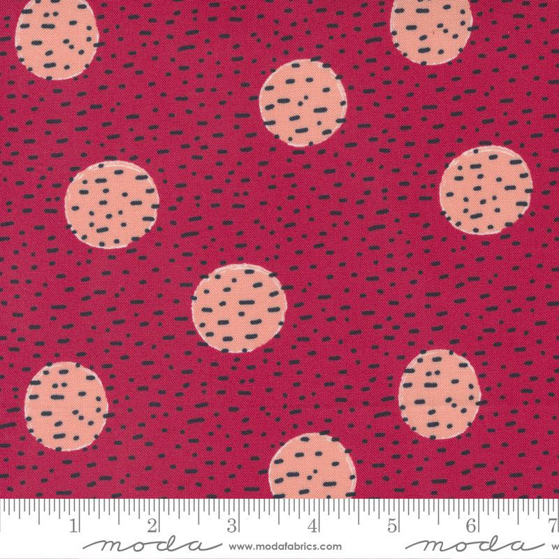 The Lookout Raspberry Dots Dash Fabric by Jen Kingwell - Moda Fabrics ...