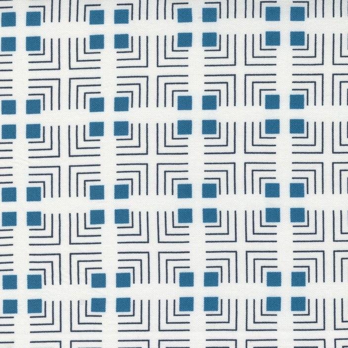 The Lookout White Horizon Square Lines Fabric