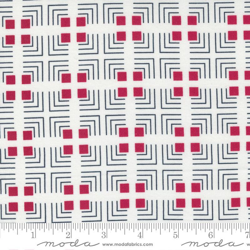 The Lookout White Raspberry Square Lines Fabric-Moda Fabrics-My Favorite Quilt Store