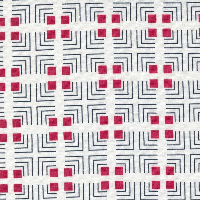 The Lookout White Raspberry Square Lines Fabric-Moda Fabrics-My Favorite Quilt Store