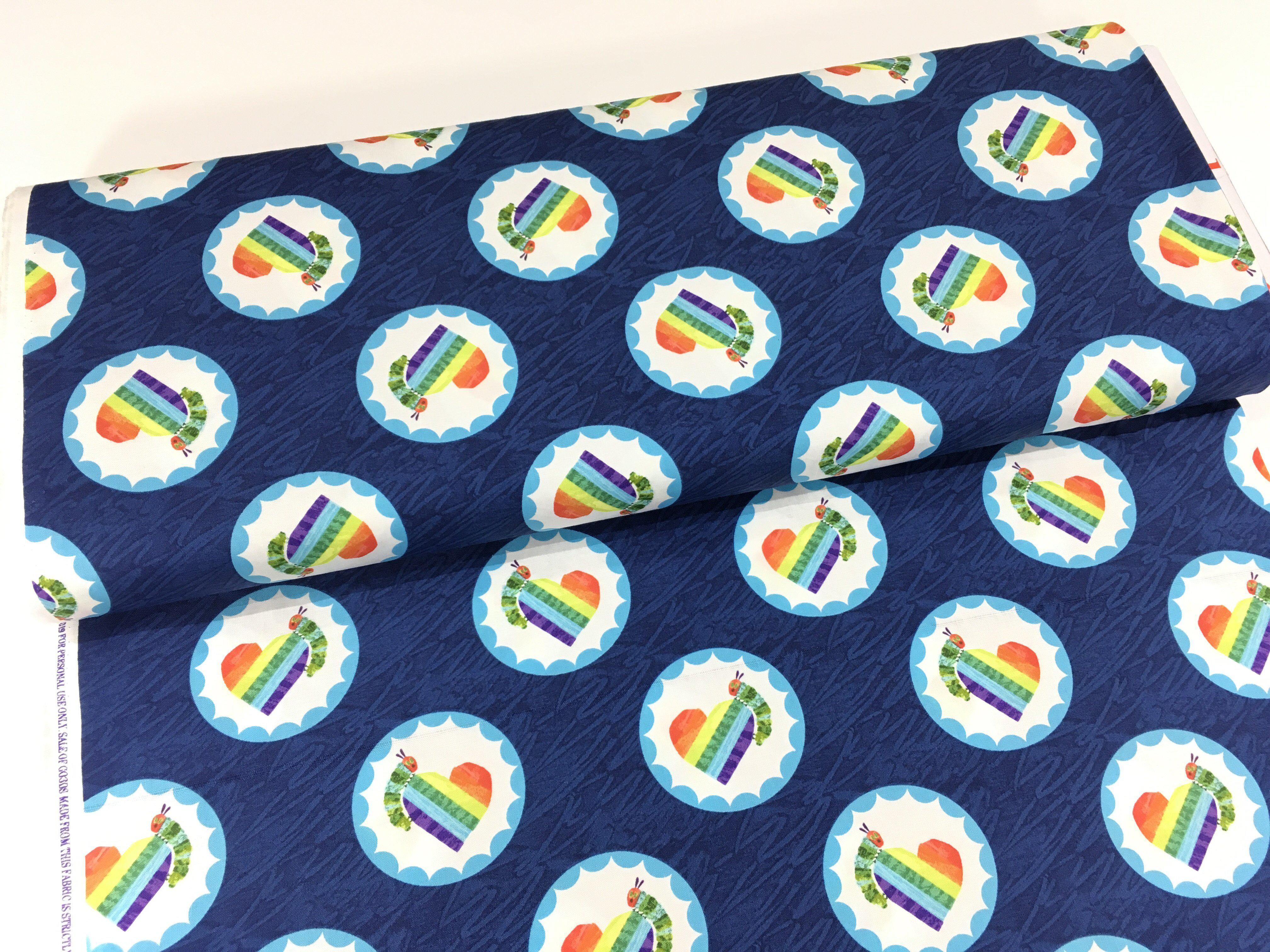 The Very Hungry Caterpillar: Bright Blue Hearts Fabric-Andover-My Favorite Quilt Store