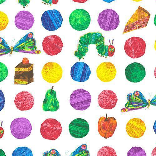 The Very Hungry Caterpillar Multi Dot and Food Fabric