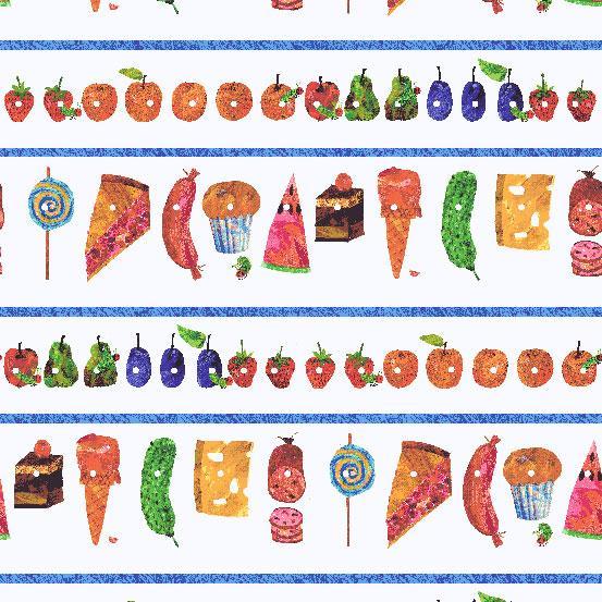 The Very Hungry Caterpillar Snacks Stripe Fabric