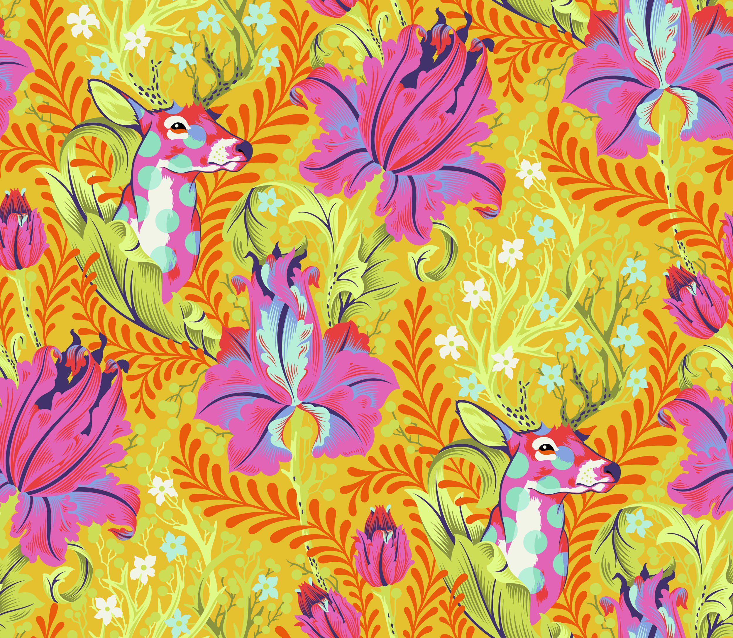 Tiny Beasts Deer John Glow Fabric-Free Spirit Fabrics-My Favorite Quilt Store