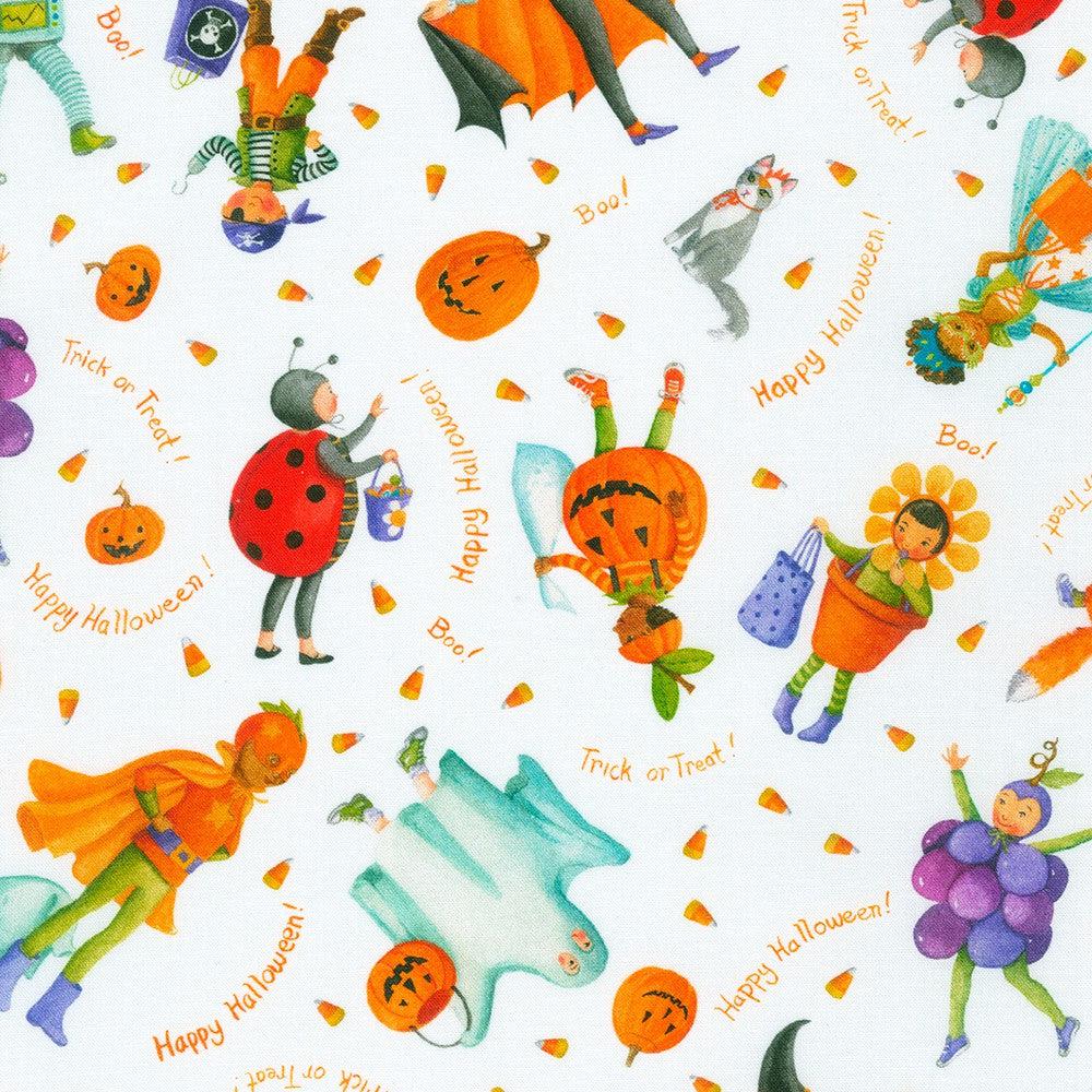 Trick or Treat White Trick or Treaters Fabric
