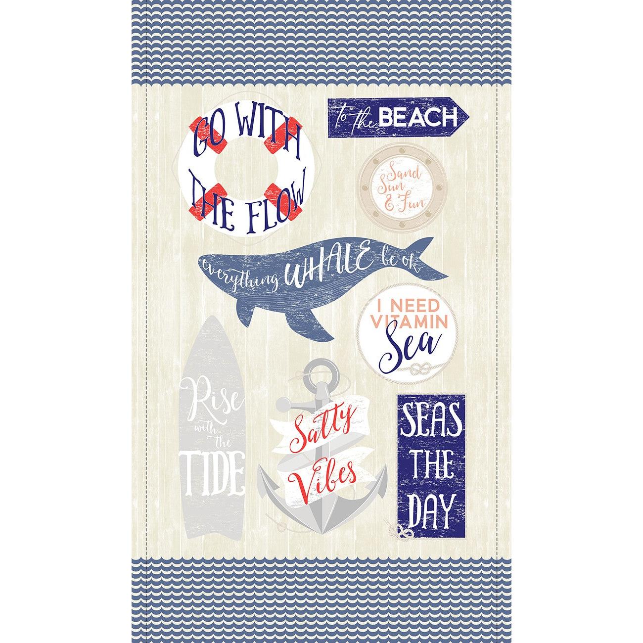Vitamin Sea Cream To The Beach Panel 24"x 44/45"-Michael Miller Fabrics-My Favorite Quilt Store