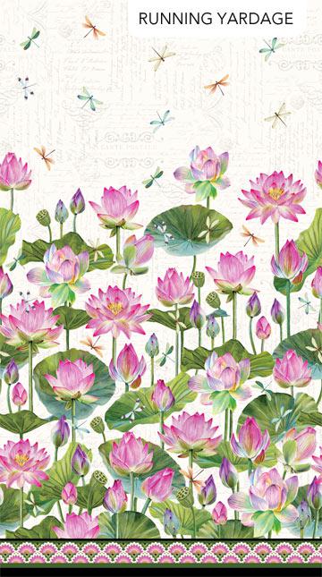 Water Lilies Oyster Lily Double Border Print Fabric-Northcott Fabrics-My Favorite Quilt Store