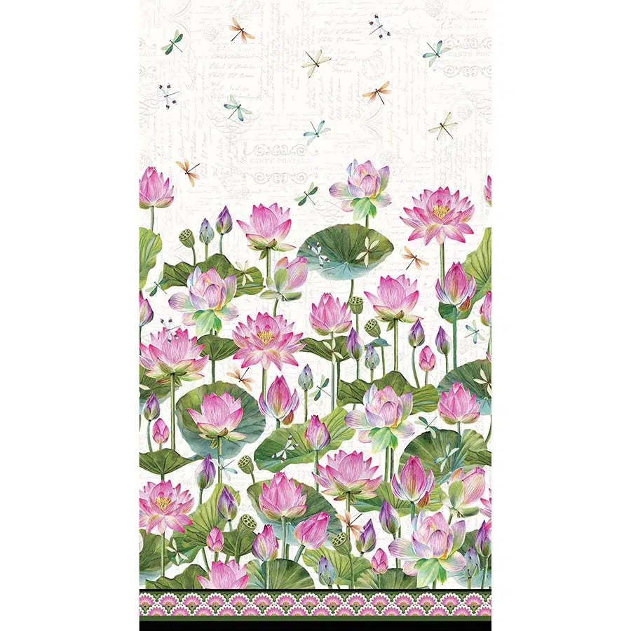 Water Lilies Oyster Lily Double Border Print Fabric-Northcott Fabrics-My Favorite Quilt Store