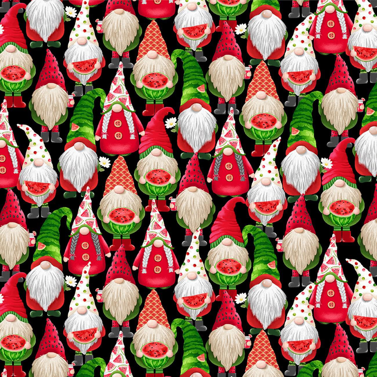 Watermelon Party Gnomes Fabric-Timeless Treasures-My Favorite Quilt Store