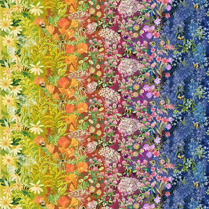 Wild Blossoms Rainbow Ombre Wildflowers Fabric-Moda Fabrics-My Favorite Quilt Store
