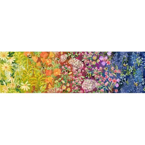 Wild Blossoms Rainbow Ombre Wildflowers Fabric