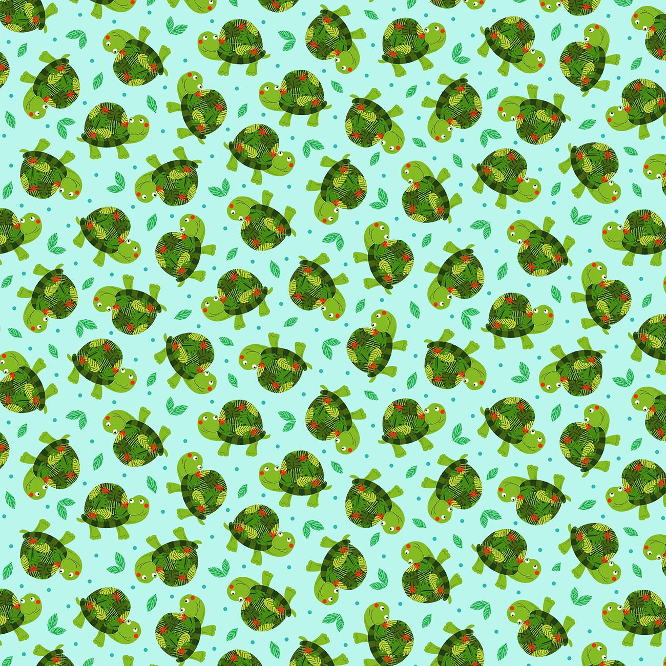 Wild Party Aqua Small Turtle Fabric-Michael Miller Fabrics-My Favorite Quilt Store