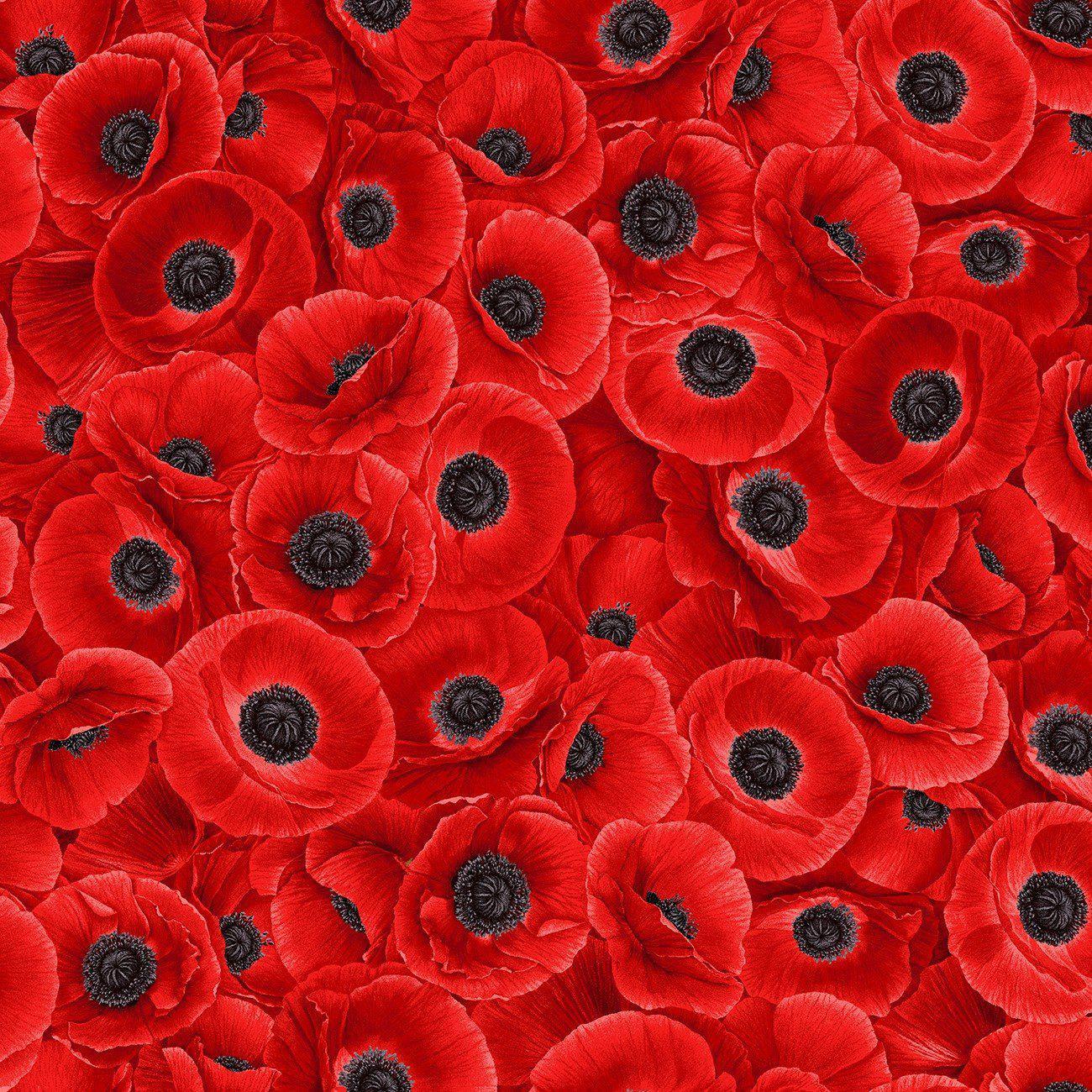 Wild Poppy Packed Red Poppies Fabric