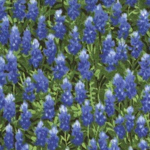 Wildflower Favorites Blue Bonnets in Grass Fabric