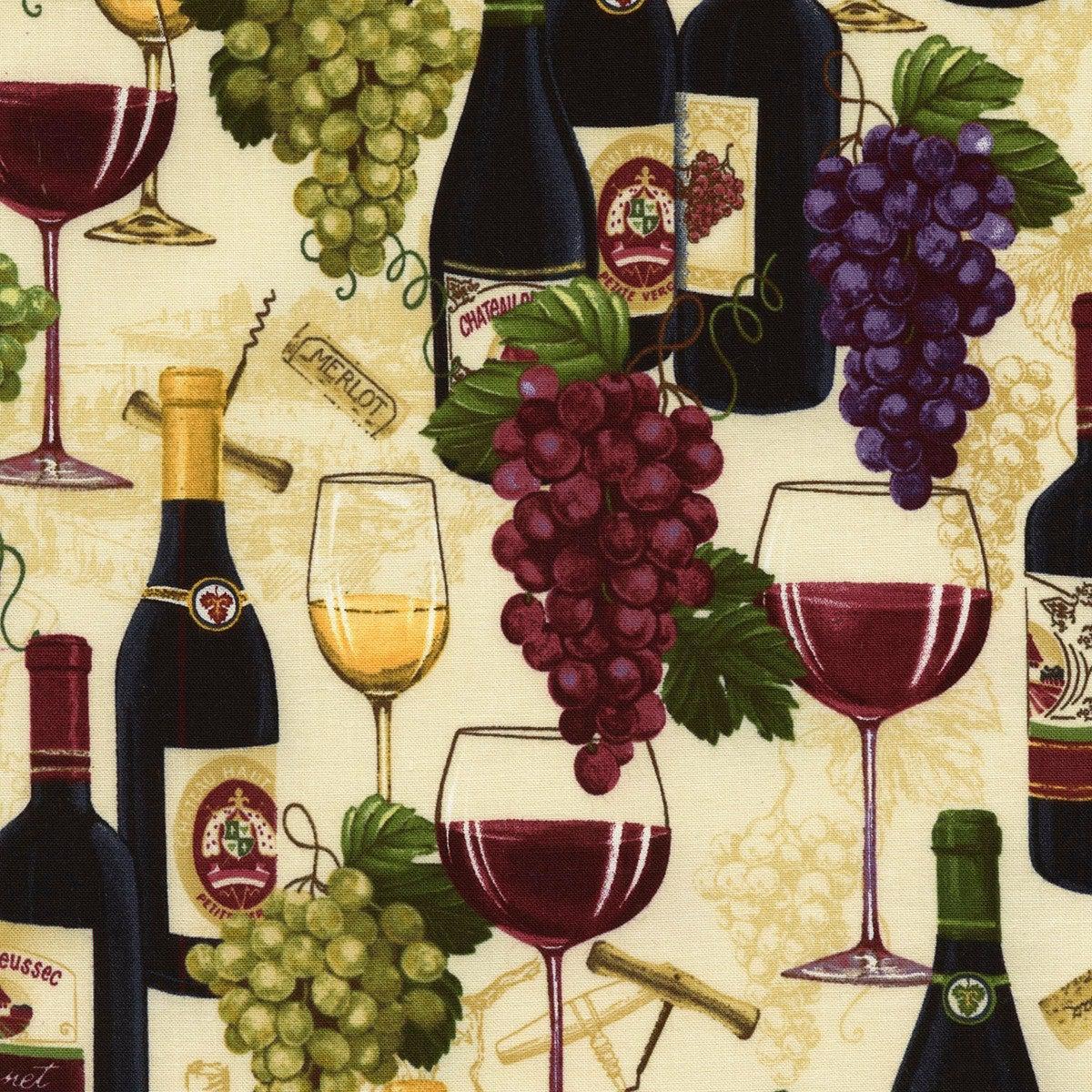 Wine Cellar Sand Wine Allover Fabric